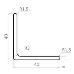 Nerezová tyč tvaru L 40x40x3mm, nerez AISI / 304 bez povrchovej úpravy