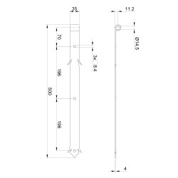 Kovanie ozdobné - pásový záves 500x35x4 mm, otvor pre čap ø 14mm, povrch čierny lak