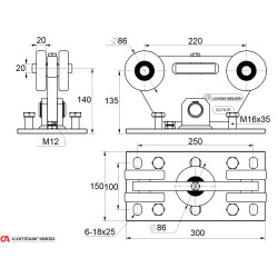 Vozík MEDIO KLASIK pre C-profil 98x98x5mm samonosného systému Combi Arialdo posuvných brán 500kg