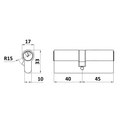 Cylindrická vložka EURO 40/45mm, mosadzná, 3 kľúče, skrutka M5x65mm