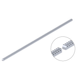 Hrebeň kov 30x30mm, L-2000mm, pre pohony s pastorkom M6, max do 5000kg, pozinkovaný, cena za kus