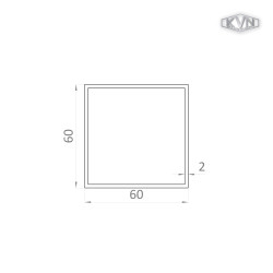 Jokel 60x60x2mm, L-6000mm, hliník bez povrchovej úpravy