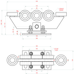 Samonosný systém 80x80x5mm posuvnej brány do 400kg/5.5m, Fe