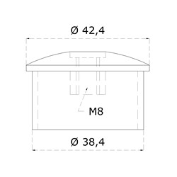 Spodok držiaka madla, M8, ø 42,4 mm, brúsená AISI 304