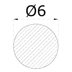 Tyč kruhová ø 6mm, kartáčovaná nerez /AISI304, cena za 1m