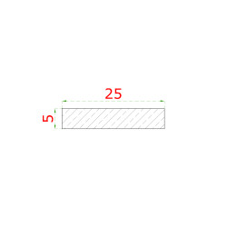 Nerezová tyč plochá 25x5mm brúsená nerez K320 /AISI304, cena za 1m