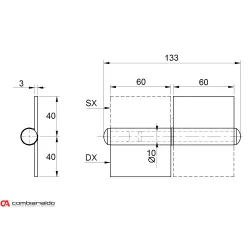 Pánt s platňou dvojdielny 120mm (pravý)