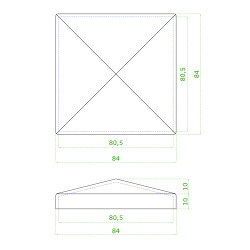 Ukončenie strieška jokla 80 x 80 mm, brúsená nerez AISI 304