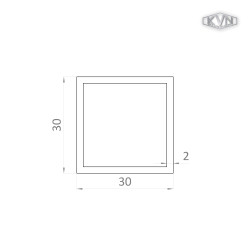 Jokel 30x30x2mm, L-6000mm, hliník bez povrchovej úpravy