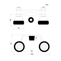 Horný doraz s vodiacimi gumovými kolieskami (60mm)