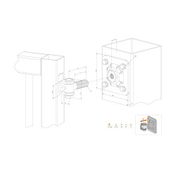 LOCINOX® G90WP záves M16 s platňou 100 x 100 mm, otvárateľný 90°, nastaviteľný 1D, čiastočne pozinkovaný