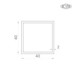 Jokel 40x40x2mm, L-6000mm, hliník bez povrchovej úpravy