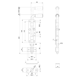 Rígeľ  12mm, L: 220mm, pozinkovaný