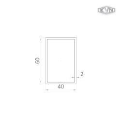 Jokel 60x40x2mm, L-6000mm, hliník bez povrchovej úpravy