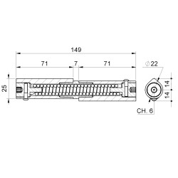 Samozatvárací pánt dvojdielny H - 150mm, navárateľný, sila zatvárania nastaviteľná pružinou (pravý)