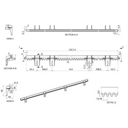 Hrebeň nylon-kov 26x19mm, L-1000mm, M4, max do 400kg, kovové jadro 6x10mm