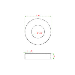Kryt príruby ø84mm na trubku ø42.4mm, brúsená AISI304