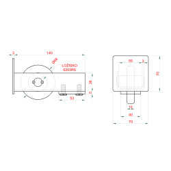 Samonosný systém 70x70x4mm posuvnej brány do 200kg/4,5m otvor (W39/70Fe 6m čierný profil, 1x W-SET70/F)