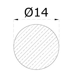 Tyč kruhová ø 14mm, kartáčovaná nerez /AISI304, cena za 1m