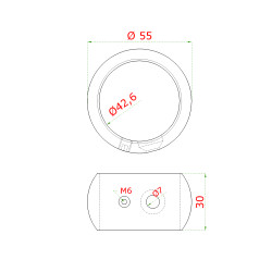 Držiak madla, prstenec na ø 42,4 mm, brúsená AISI 304