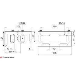Horné vedenie brány Combi Arialdo, 4 nylon. kolieska 40x60mm s ochranným kryt