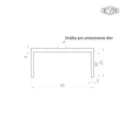 Poškodený U profil 50x22mm, L-6000mm, s povrchovou úpravou RAL7016