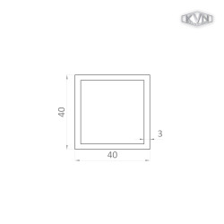 Poškodený jokel 40x40x3mm, L-6000mm, hliník bez povrchovej úpravy