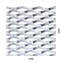 VZORKA Ťahokov Zn kosoštvorcové oko: 62x25mm, mostík: 9mm (1000x2000x1,5mm)