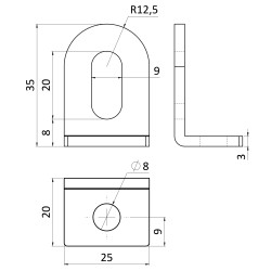Kotvenie plotu 35X25mm, čierne
