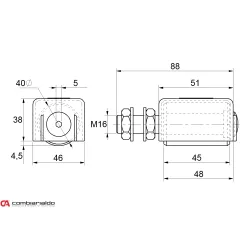Nylonový vodiaci valček ø40, H-45mm, závit M16 s ochrannou krytkou pre horné vedenie posuvnej brány