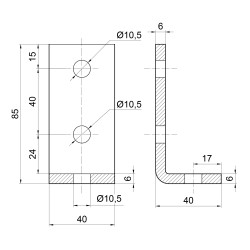 Montážny uholník 38-90° pre profil 41x21 a 41x41