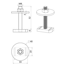 Zostava M8x50mm pre profily 41x21 a41x41