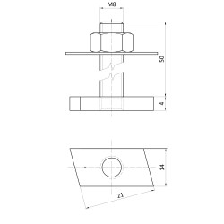 Zostava M8x50mm pre profily 27x18 a 28x30