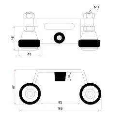 Horný doraz s vodiacimi gumovými kolieskami (80mm)