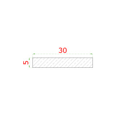 Tyč plochá 30 x 5 x 1000 mm, brúsená nerez AISI 304
