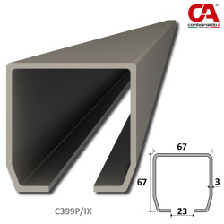C profil PICOLLO 67 x 67 x 3 x 2000 mm, nerez AISI 304