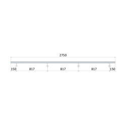 Madlo 2750mm /leštená nerez /AISI304, set:4ks úchyt, madlo ø 42.4mm s ukončením