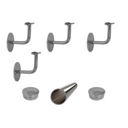 Madlo 2750mm /leštená nerez /AISI304, set:4ks úchyt, madlo ø 42.4mm s ukončením