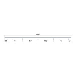 Madlo 3750mm /leštená nerez /AISI304, set:5ks úchyt, madlo ø 42.4mm s ukončením