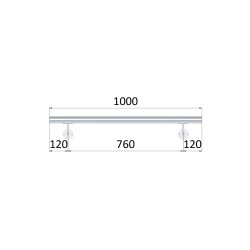 Madlo 1000mm /leštená nerez /AISI304, set:2ks úchyt, madlo ø 42.4mm s ukončením