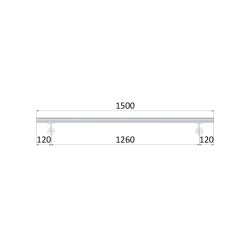 Madlo 1500mm /leštená nerez /AISI304, set:2ks úchyt, madlo ø 42.4mm s ukončením