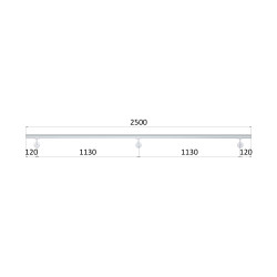 Madlo 2500mm /leštená nerez /AISI304, set:3ks úchyt, madlo ø 42.4mm s ukončením