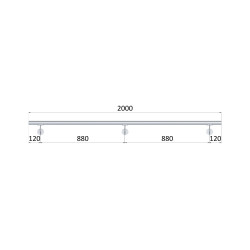 Madlo 2000mm ø 42.4mm s ukončením, brúsená nerez AISI316
