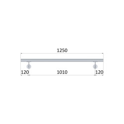 Madlo 1250mm ø 42.4mm s ukončením, brúsená nerez AISI316