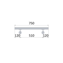 Madlo 750mm ø 42.4mm s ukončením, brúsená nerez AISI316
