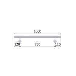 Madlo 1000mm ø 42.4mm s ukončením, brúsená nerez AISI316