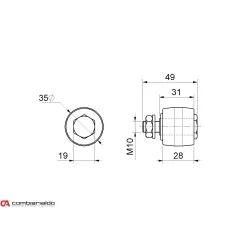Nylonový vodiaci valček 35x30mm, závit M10 pre horné vedenie posuvnej brány