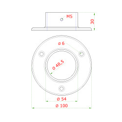 Príruba o 100 mm na trubku ø 48,3 mm, AISI 304