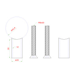Prechod medzi stĺpom ø 42.4mm a kotviacou platňou, L:35mm