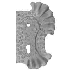 DOPREDAJ! Štít 270x160x3mm s otvormi, rozteč 90mm, otvor pre kľučku ø 11,5mm, zdobený, pravý, pre zámok ZM90/80